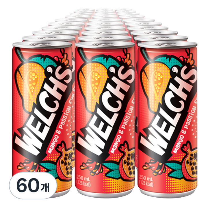 웰치스 망고패션후르츠 음료, 250ml, 60개