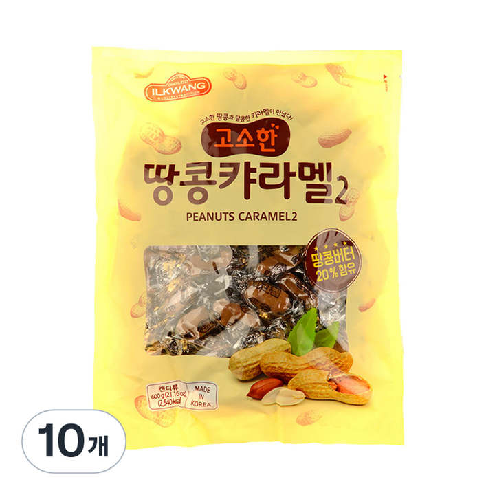 일광제과 캔디 땅콩캬라멜2, 600g, 10개