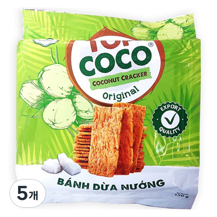 탑코코 코코넛 크래커 오리지널, 150g, 5개