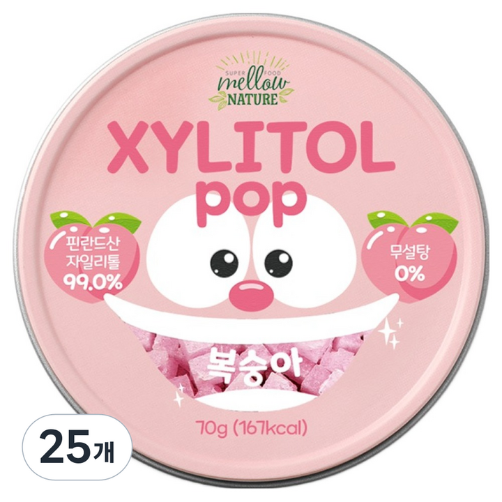 자일리톨팝 틴케이스 복숭아, 70g, 25개