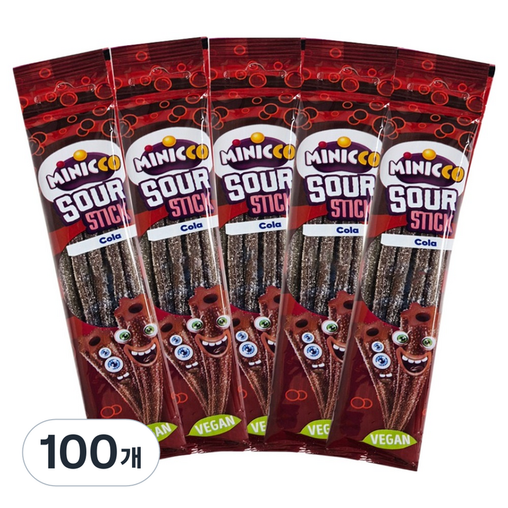 미니꼬 비건젤리 사우어 롱롱 스틱 콜라향, 50g, 100개