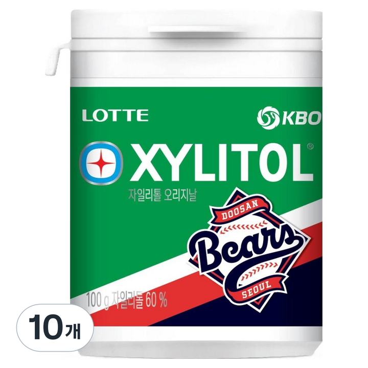 롯데자일리톨 KBO 오리지날 껌 두산 베어스, 100g, 10개