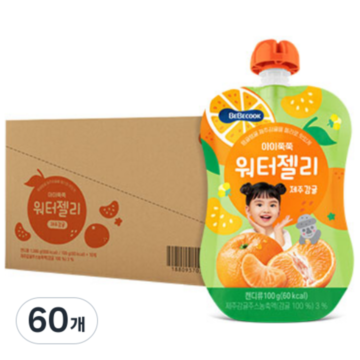베베쿡 아이쭉쭉 워터젤리 제주감귤, 100g, 60개
