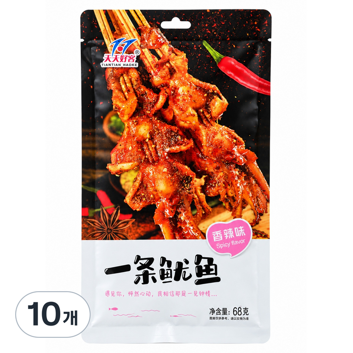 텐텐호커 오징어 향라맛, 68g, 10개