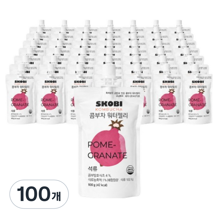 생생초 스코비 콤부차 워터젤리 석류, 100g, 100개