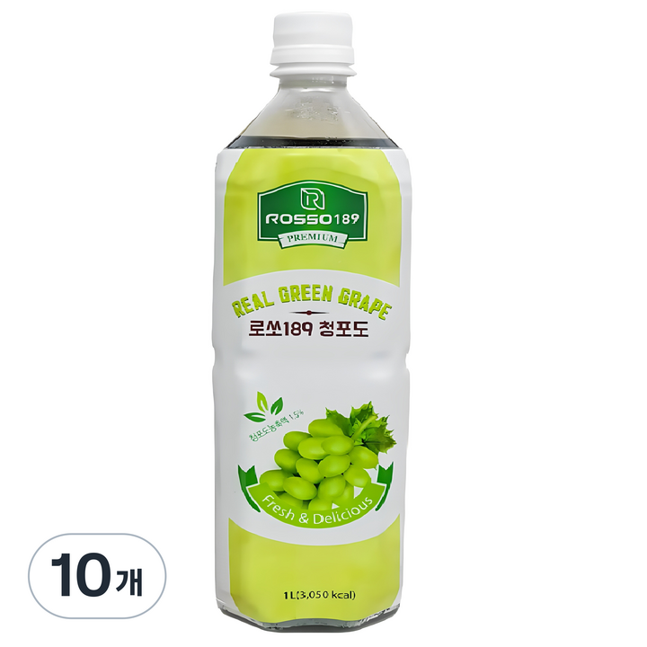 로쏘189 청포도 음료베이스, 1L, 10개