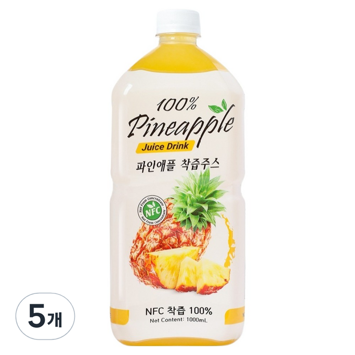 파모빗 파인애플 착즙 주스 100%, 5개, 1L