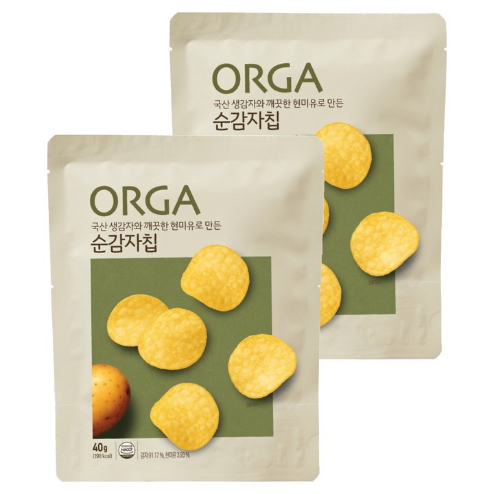 ORGA 생감자와 깨끗한 현미유로 만든 순 감자칩, 40g, 2개