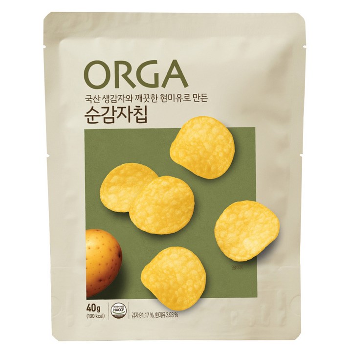 ORGA 생감자와 깨끗한 현미유로 만든 순 감자칩, 40g, 1개