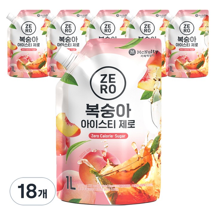 맥널티커피 복숭아 아이스티 제로, 1L, 1개입, 18개