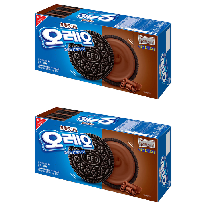 오레오 초콜릿 샌드위치 쿠키 초콜릿 크림, 300g, 2개