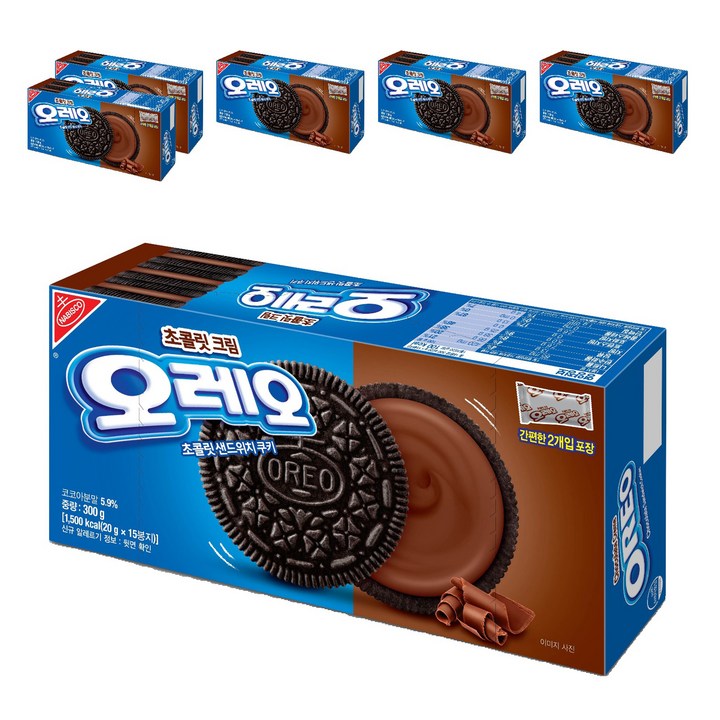 오레오 초콜릿 샌드위치 쿠키 초콜릿 크림, 300g, 6개