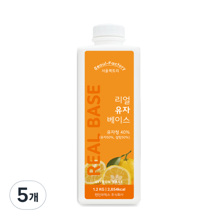 서울팩토리 리얼 유자 베이스, 1.2kg, 5개