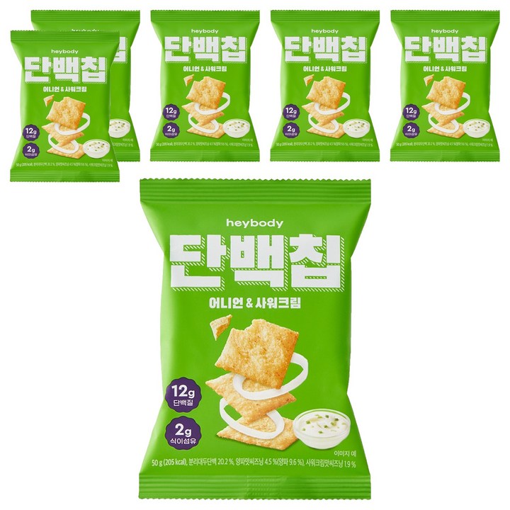 헤이바디 단백칩 어니언&사워크림, 50g, 6개