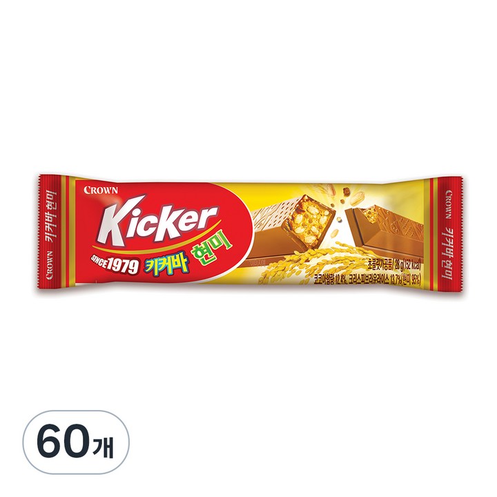 크라운 키커 초코바 시리얼현미, 28g, 60개