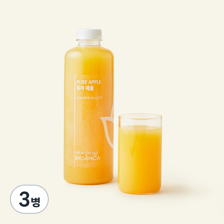 저스트주스 올가니카 퓨어 애플 주스, 900ml, 3병