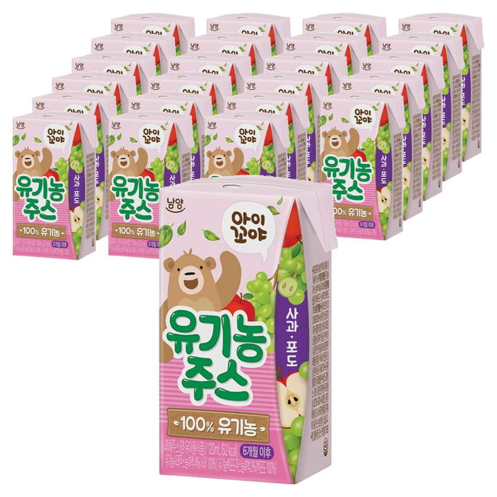 아이꼬야 유기농 주스 사과포도, 120ml, 24개