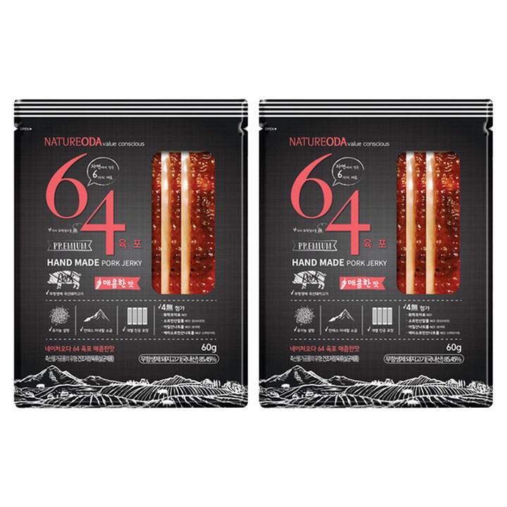 네이처오다 64육포 매운맛, 60g, 2개