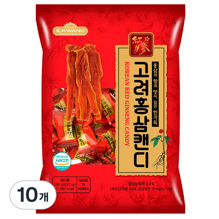 일광제과 고려홍삼캔디, 10개, 280g