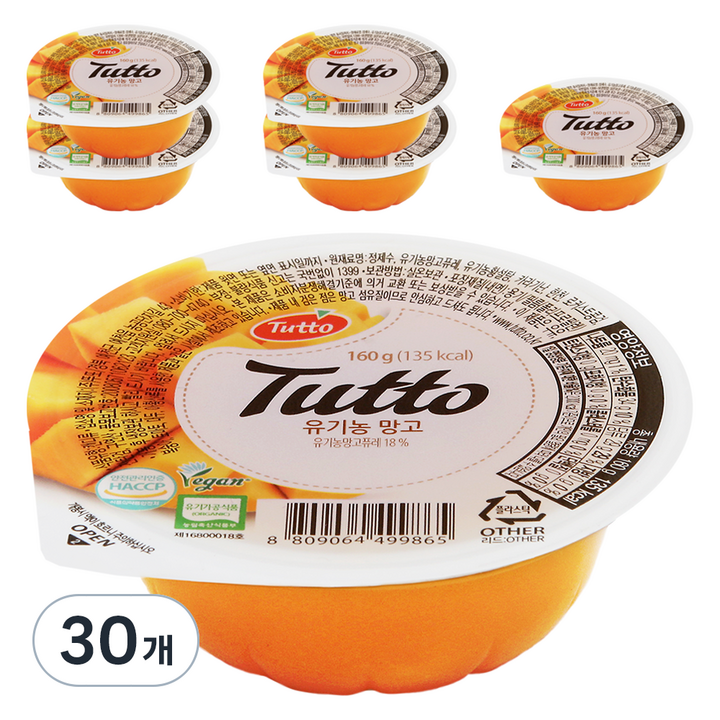 뚜또 유기농 망고 푸딩, 160g, 30개