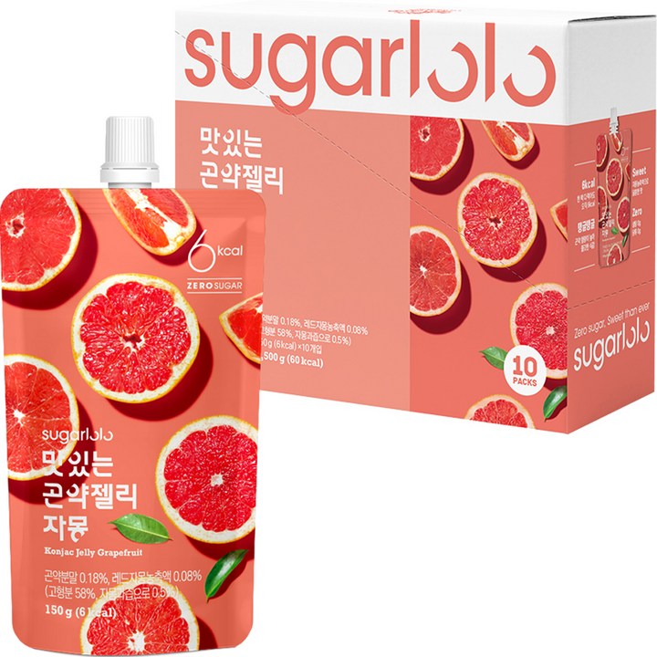 슈가로로 맛있는 곤약젤리 자몽, 150g, 10개
