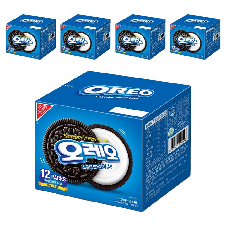 오레오 화이트 샌드위치 쿠키, 600g, 5개
