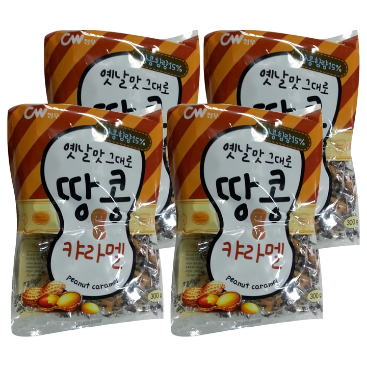 청우식품 땅콩 캬라멜, 300g, 4개