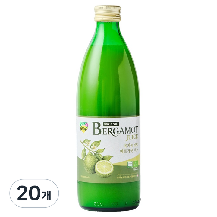 유로푸드 유기농 NFC 베르가못 주스, 20개, 500ml