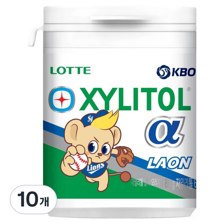 롯데자일리톨 KBO 알파 오리지날 껌 삼성 라이온즈, 86g, 10개