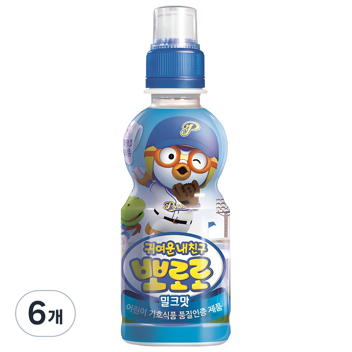 팔도 귀여운내친구 뽀로로 밀크맛, 235ml, 6개