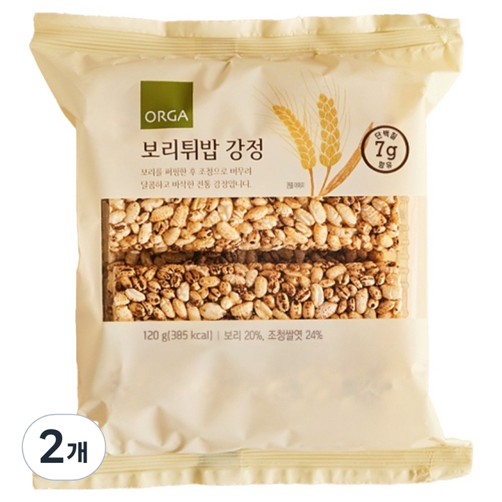 올가홀푸드 보리튀밥 강정, 120g, 2개