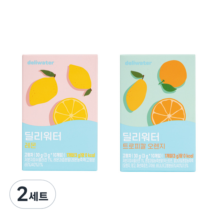 딜리워터 레몬 + 트로피칼 오렌지, 130g, 2세트