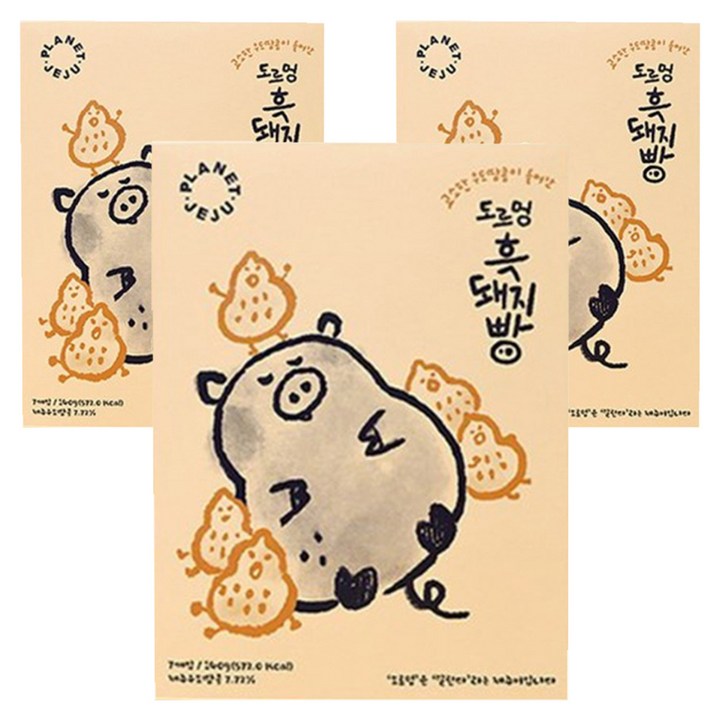 에코제이푸드 제주 도르멍 흑돼지빵 7p, 3개, 140g