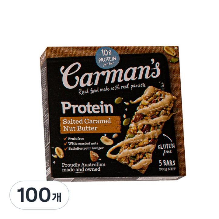칼만스 솔티드카라멜 앤 견과류버터 프로틴바, 40g, 100개