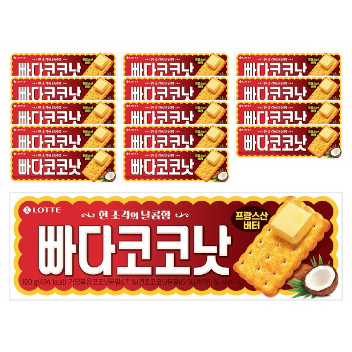롯데제과 빠다코코낫, 100g, 15개