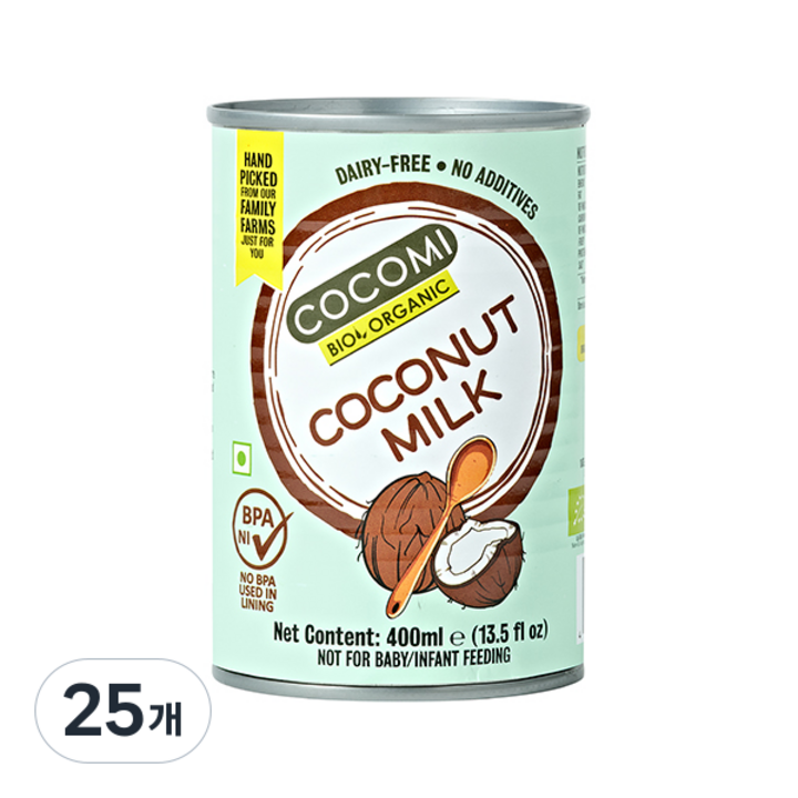 코코미 유기농 코코넛 밀크, 400ml, 25개