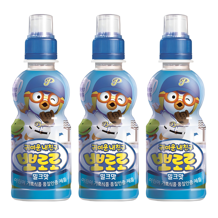팔도 귀여운내친구 뽀로로 밀크맛, 235ml, 3개