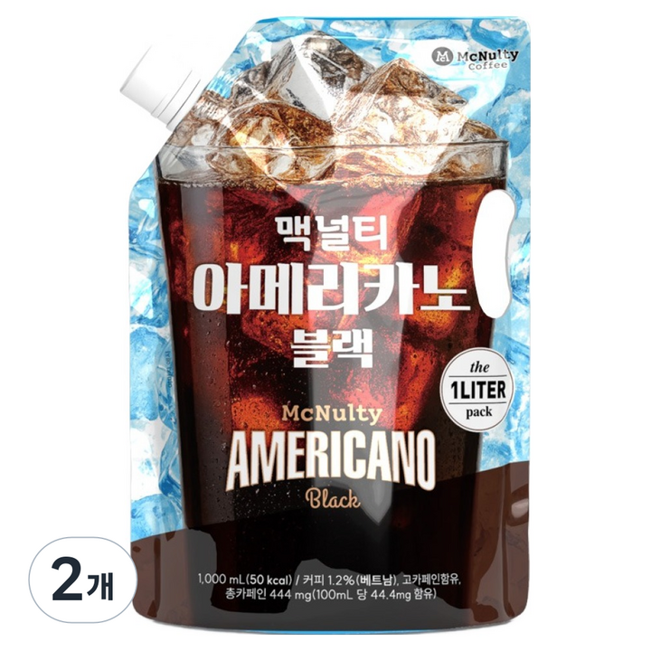 맥널티커피 아이스 아메리카노 블랙, 1L, 2개