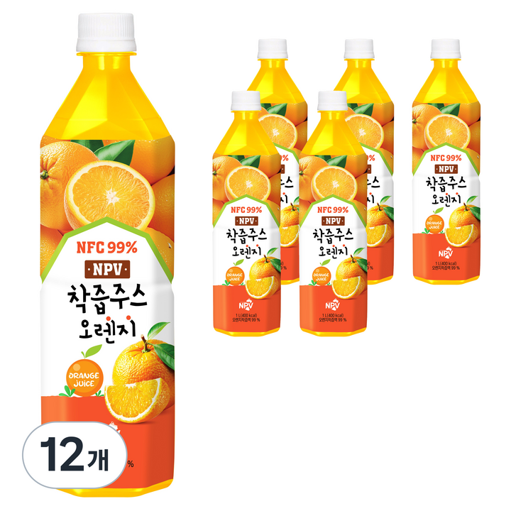 엔피브이 착즙주스 오렌지, 12개, 1L