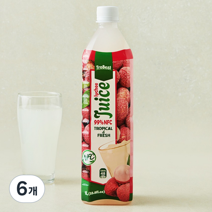 TroBest 리치착즙주스, 6개, 1L
