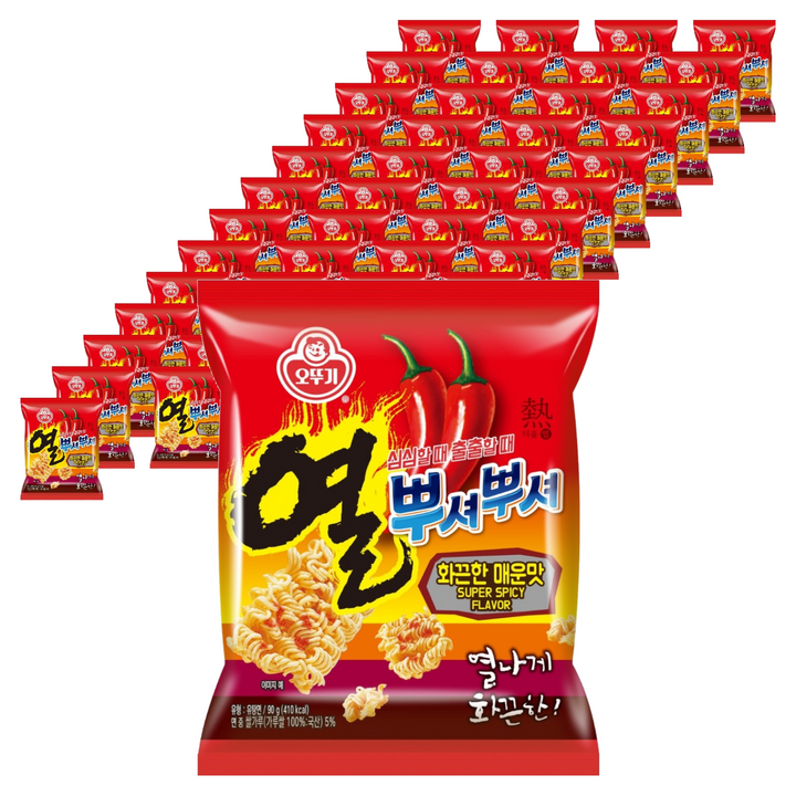 오뚜기 열 뿌셔뿌셔 라면과자 화끈한 매운맛, 72개, 90g