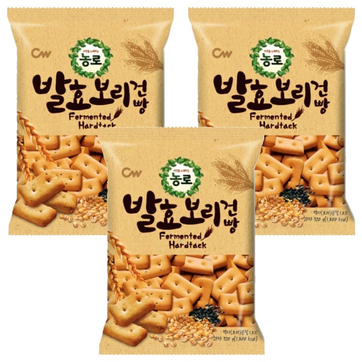 농로 발효 보리 건빵, 320g, 3개