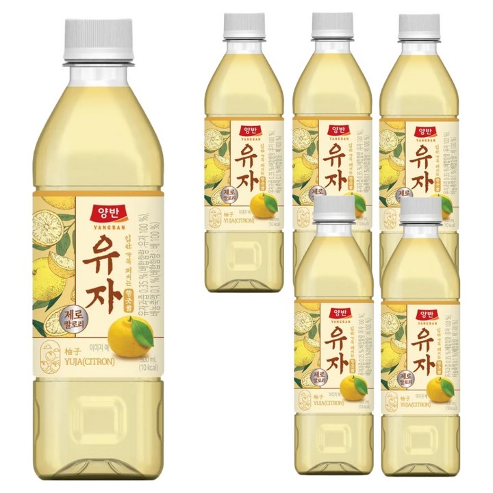 양반 유자 제로, 6개, 500ml