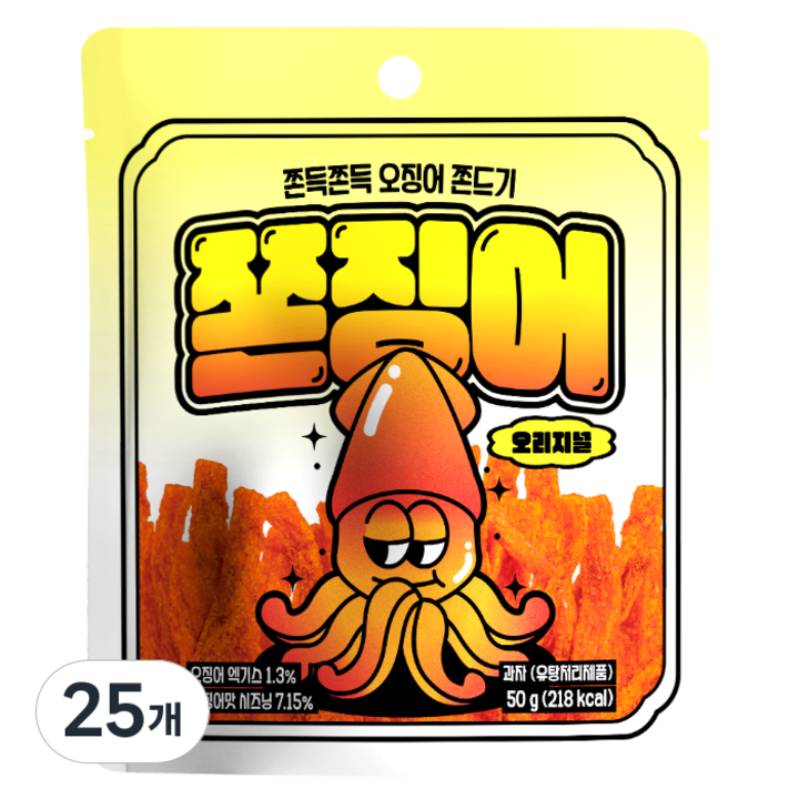 쫀슐랭 쫀징어 과자 오리지널, 50g, 25개