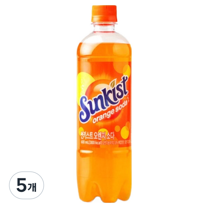 썬키스트 오렌지소다, 5개, 600ml