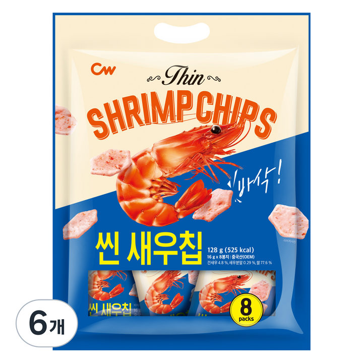 청우식품 씬새우칩, 6개, 128g
