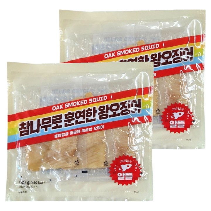 정화식품 참나무로 훈연한 왕오징어, 180g, 2개