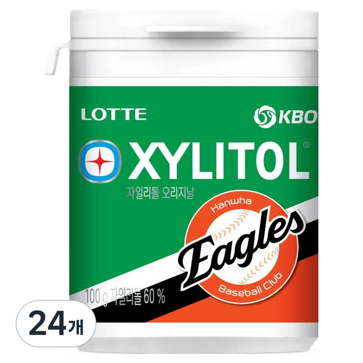 롯데자일리톨 KBO 오리지날 껌 한화 이글스, 100g, 24개