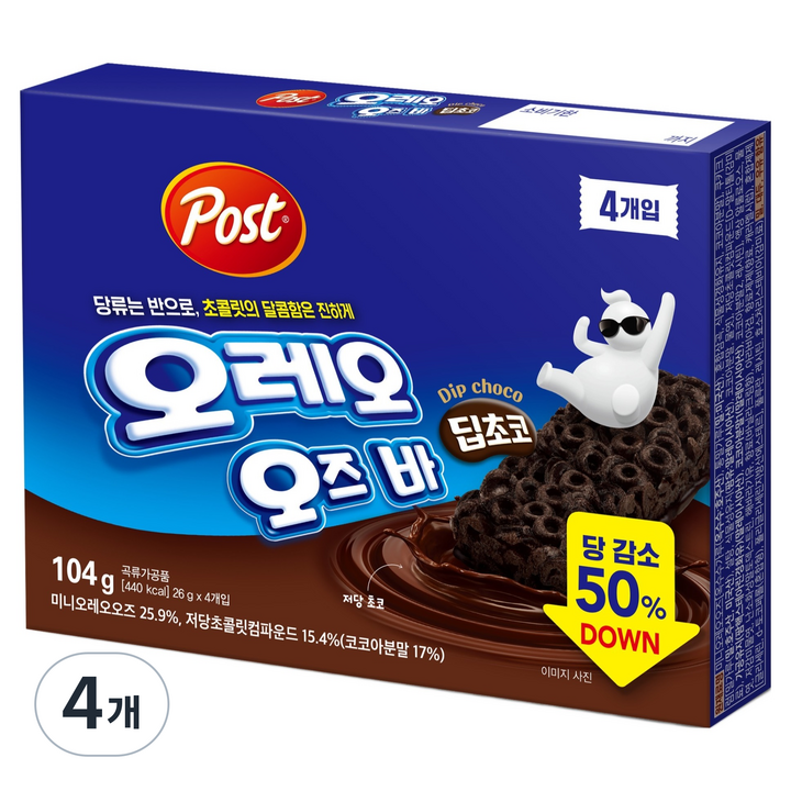 포스트 오레오 오즈 바 딥초코 4p, 104g, 4개