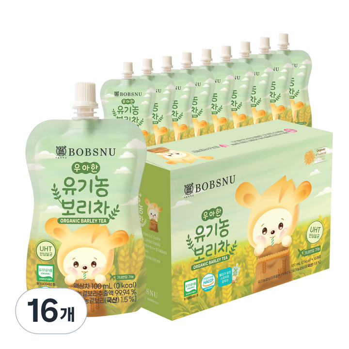 서울대밥스누 우아한 유기농 보리차, 100ml, 160개